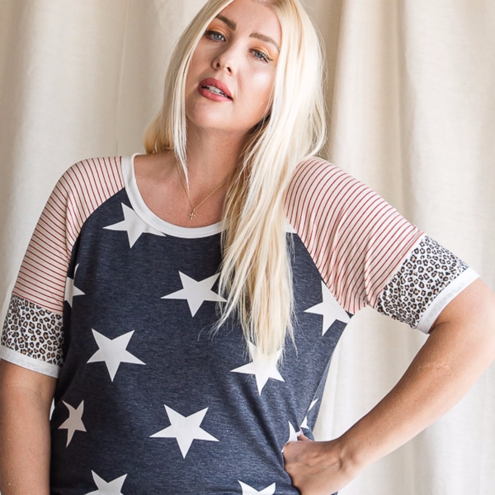 Cute boutique top with stars & stripes 4th of July
